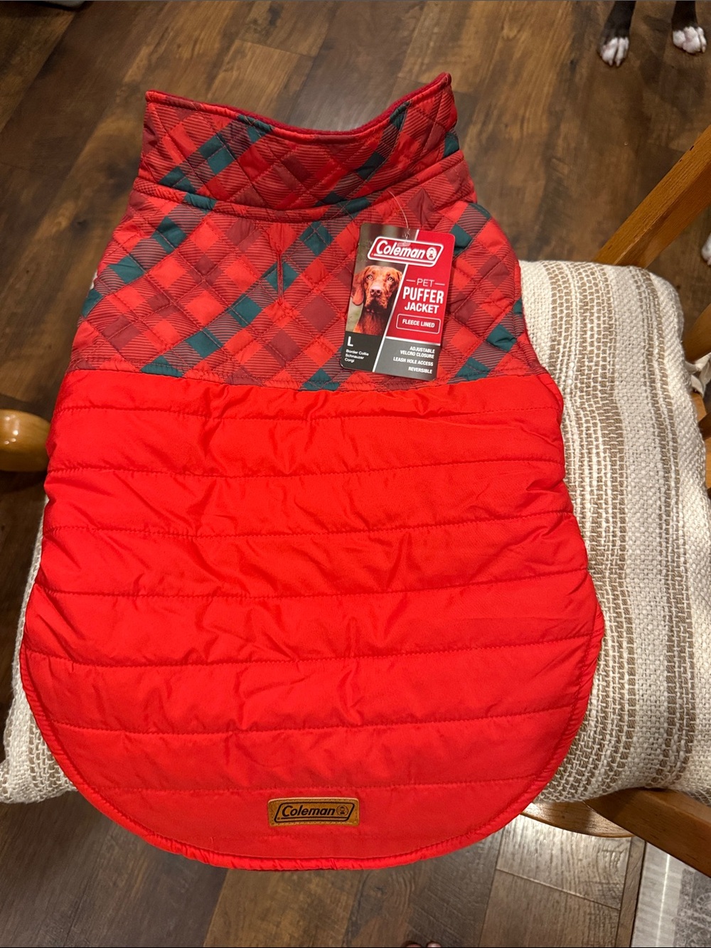 NWT Coleman Red Plaid Dog Puffer Coat